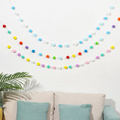 Ghirlandă cu pandantiv cu pompon colorat de 25 m, serie nordică, șin de bile din pâslă, agățată DIY, făcută manual, pentru decorarea casei pentru cameră de copii