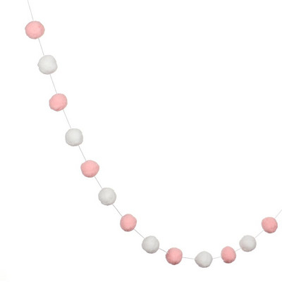 Ghirlandă cu pandantiv cu pompon colorat de 25 m, serie nordică, șin de bile din pâslă, agățată DIY, făcută manual, pentru decorarea casei pentru cameră de copii