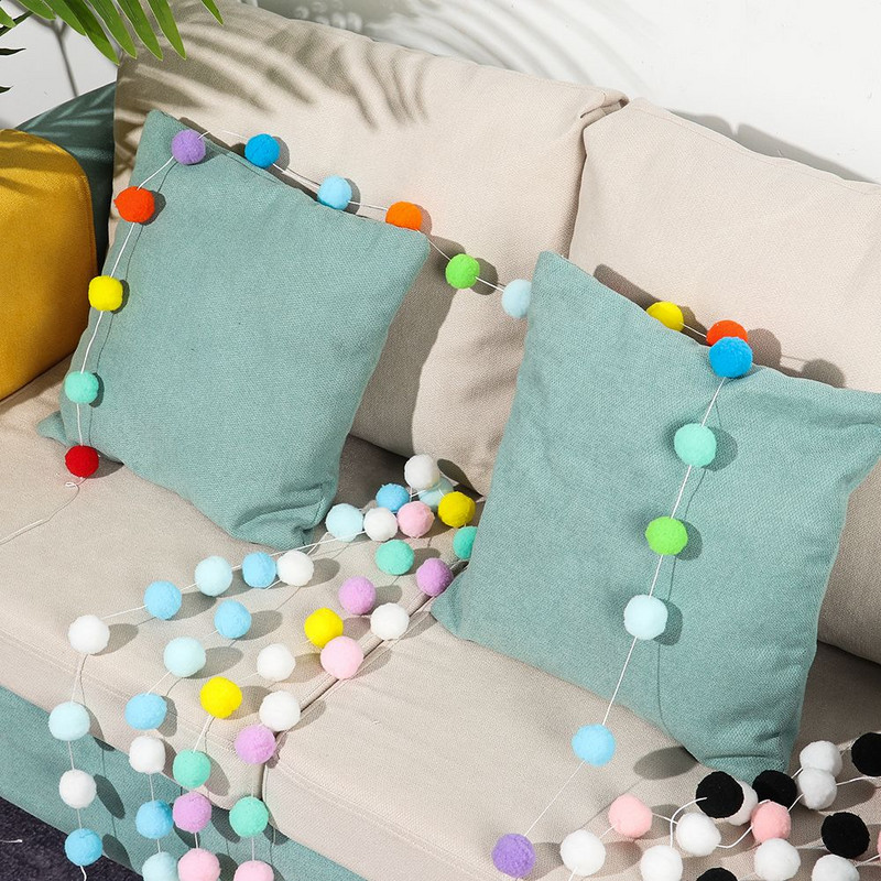 Ghirlandă cu pandantiv cu pompon colorat de 25 m, serie nordică, șin de bile din pâslă, agățată DIY, făcută manual, pentru decorarea casei pentru cameră de copii