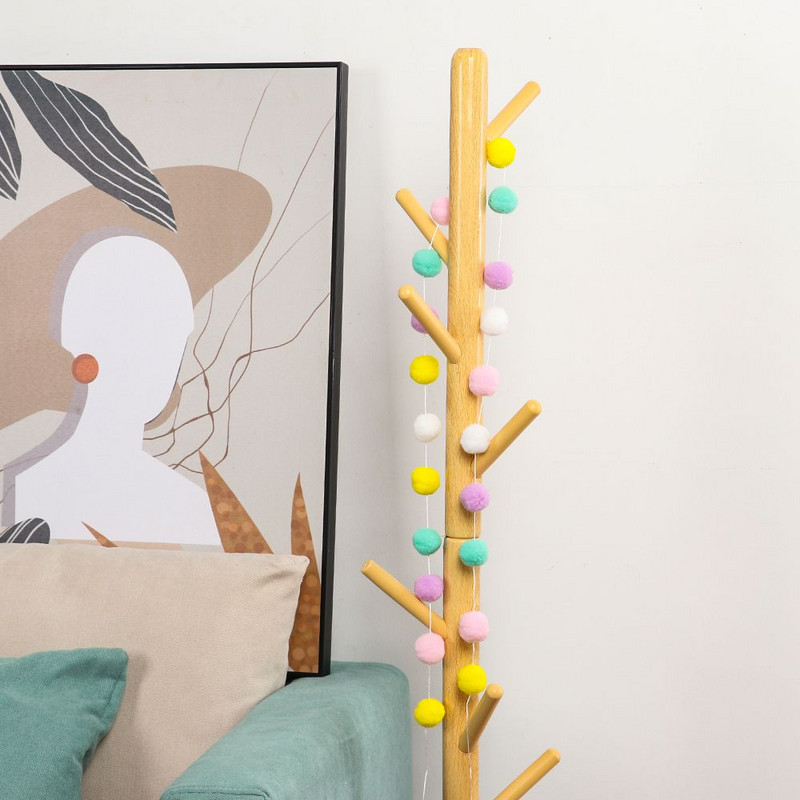 Ghirlandă cu pandantiv cu pompon colorat de 25 m, serie nordică, șin de bile din pâslă, agățată DIY, făcută manual, pentru decorarea casei pentru cameră de copii