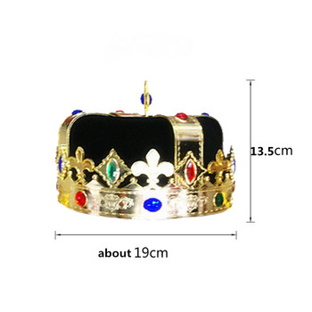 Cosplay Red King Crown Hat with Acrylic Drilling Carnival Girl Princess Birthday Party Hat Cap Accessories Stage Performance