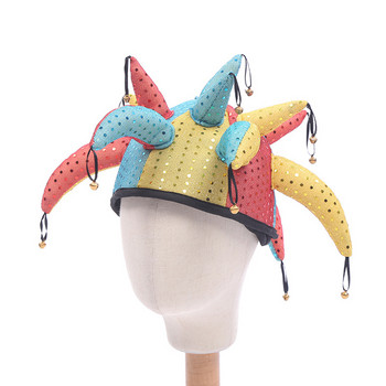 Jester Clown Καπέλο Rainbow Sequins Bell Jester Καπέλο για ενήλικες Αξεσουάρ φορέματος κοστουμιών για παιδικό πάρτι