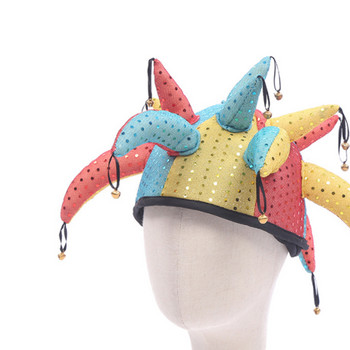 Jester Clown Καπέλο Rainbow Sequins Bell Jester Καπέλο για ενήλικες Αξεσουάρ φορέματος κοστουμιών για παιδικό πάρτι
