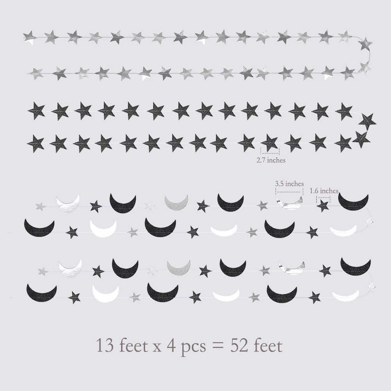 Διακόσμηση Mubarak EID 4μέτρων Μαύρη κουκκίδα Αστέρι με κουκκίδες φεγγάρι με κουκούτσια γιρλάντα πανό Προμήθειες για πάρτι Happy Halloween Διακοσμήσεις για πάρτι για το σπίτι