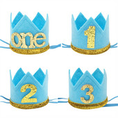 1 buc țesătură nețesă 1 2 3 O petrecere la mulți ani Coroana pentru bebeluși bentiță pălărie pentru ziua de naștere Baby Shower Decor pentru petrecerea 1-a aniversare