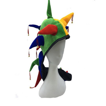 Δημιουργικό ενήλικες παιδιά με καπέλο κλόουν αποκριάτικο πάρτι Παράσταση κουδούνι Long Tail Tri-cornered Hat Fans Cheer Props