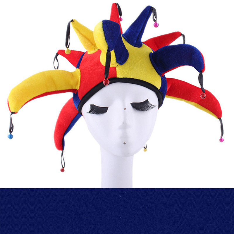 Δημιουργικό ενήλικες παιδιά με καπέλο κλόουν αποκριάτικο πάρτι Παράσταση κουδούνι Long Tail Tri-cornered Hat Fans Cheer Props