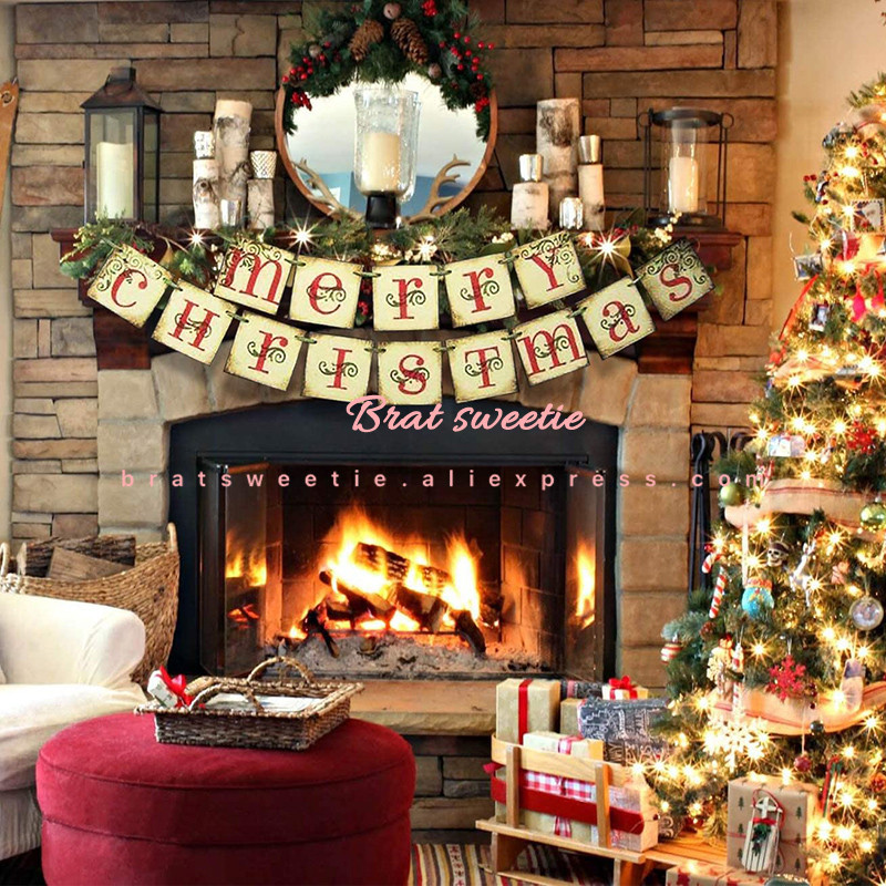 Banner de Crăciun Fericit Ghirlandă de petrecere de Crăciun 2022 Decoratiuni de Crăciun pentru Casă Interior Birou Semineu