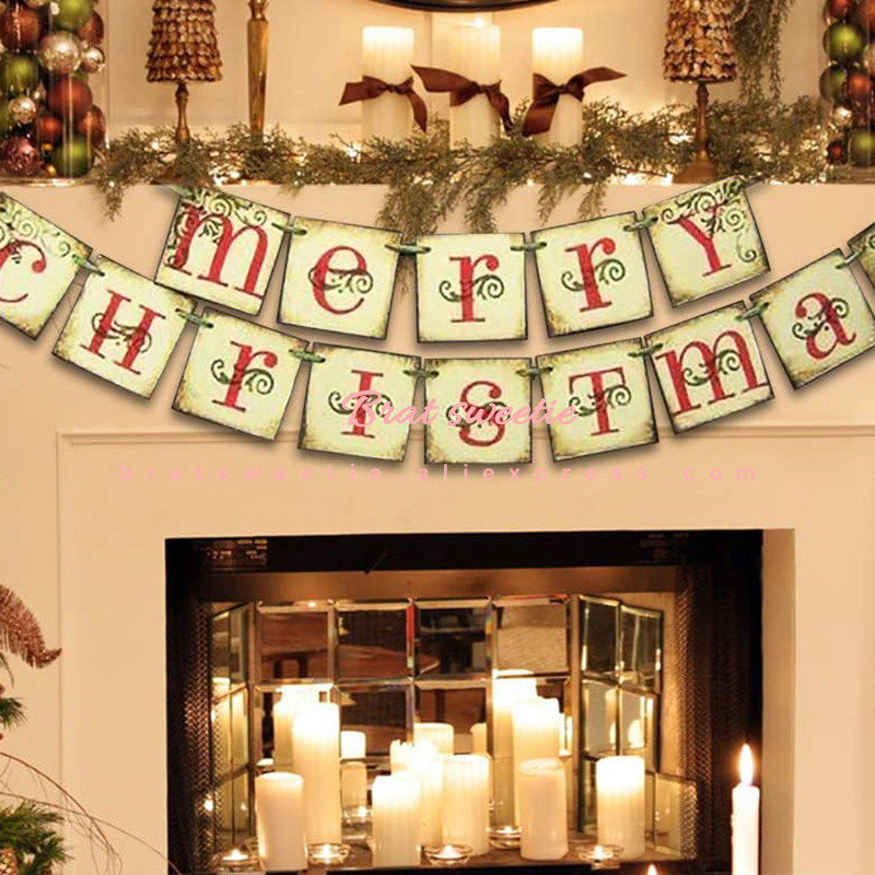 Banner de Crăciun Fericit Ghirlandă de petrecere de Crăciun 2022 Decoratiuni de Crăciun pentru Casă Interior Birou Semineu