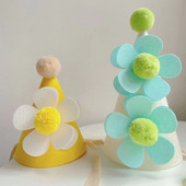 INS Bebeluşă Primul Aniversare Galben Alb Pălărie de petrecere Roz, Verde, Pălărie de zi de naştere, Pălărie Margaretă 1buc