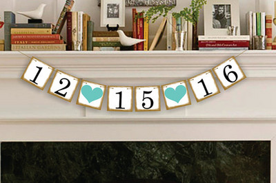 1 X Kohandatud kuupäevabänner Salvesta kuupäev Pulmafoto Rekvisiit Rippuvad pungivanikud