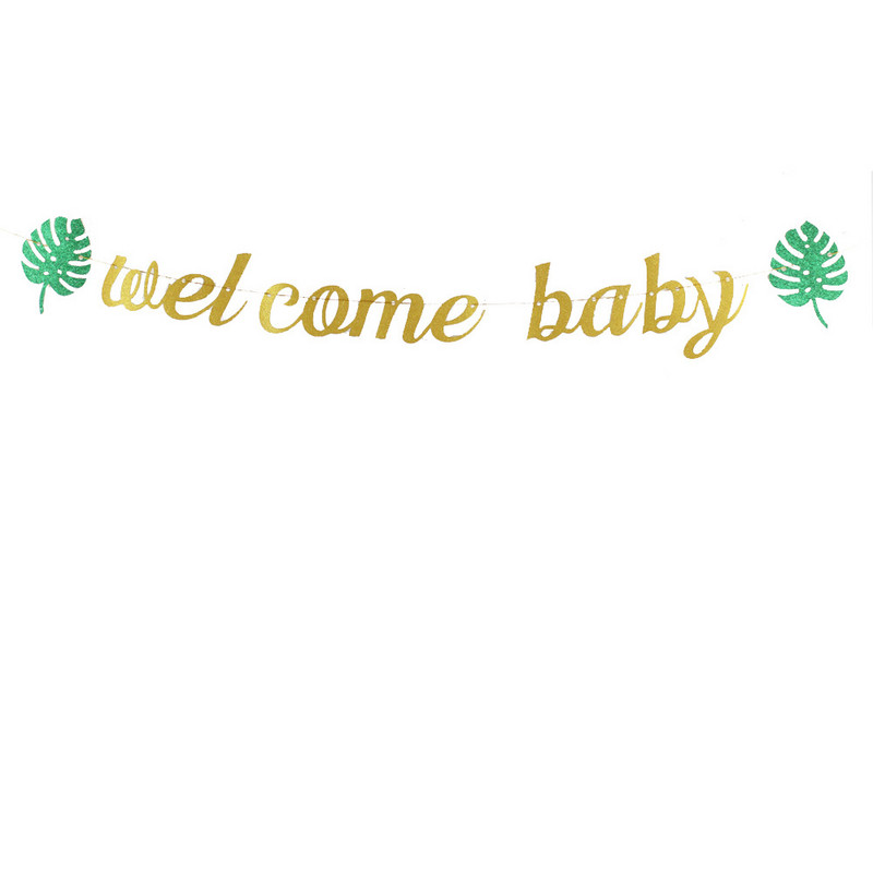Jungle Animal Welcome Baby Banner Ghirlandă cu sclipici pentru animale de pădure Baby Shower Decor neutru de gen Articole pentru petreceri