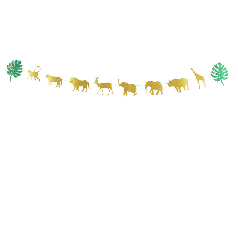Jungle Animal Welcome Baby Banner Ghirlandă cu sclipici pentru animale de pădure Baby Shower Decor neutru de gen Articole pentru petreceri