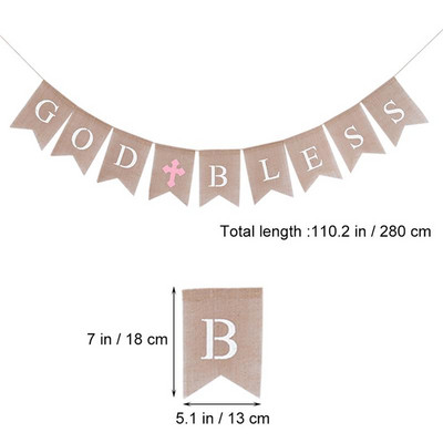 Banner Dumnezeu Botez Binecuvântează Decoratiuni de petrecere pentru bebeluși Rustic nuntă Decor pentru ziua de naștere Paște Burlap Articole pentru botez Împărtășania