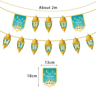 Banner de aur EID Mubarak Banner de argint Eid Al Adha Mubarak Kareem Bunting EID Decorare Islamic Musulman Festival Decor