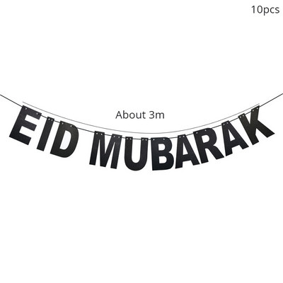 Banner de aur EID Mubarak Banner de argint Eid Al Adha Mubarak Kareem Bunting EID Decorare Islamic Musulman Festival Decor