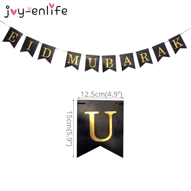 Banner de aur EID Mubarak Banner de argint Eid Al Adha Mubarak Kareem Bunting EID Decorare Islamic Musulman Festival Decor