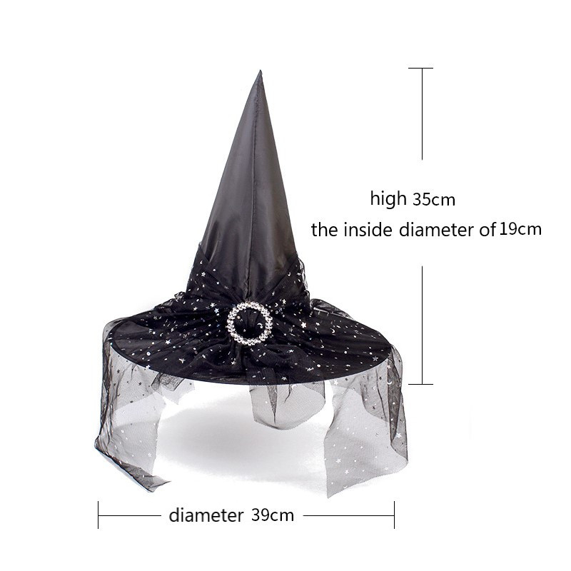 1 ΤΕΜ. Αξεσουάρ κοστούμι για πάρτι με καπέλο μάγισσας Halloween για κορίτσια