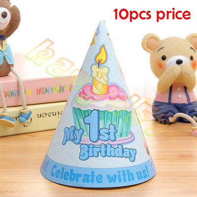 10 tk beebi laps printsessi sünnipäevamüts chlid 1. kaunistus paberkork multikas muster festivali kroon sünnipäevamüts 16 cm