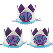 1 buc. carapace de sirenă 1 2 3 petrecere la mulți ani, coroană pentru bebeluș, pălărie, pălărie, pentru baby shower, pentru decorarea pentru prima zi de naștere.