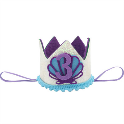 1 buc. carapace de sirenă 1 2 3 petrecere la mulți ani, coroană pentru bebeluș, pălărie, pălărie, pentru baby shower, pentru decorarea pentru prima zi de naștere.
