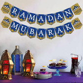 Banner steag Eid Mubarak Decor pentru Ramadan pentru acasă Decor de petrecere islamică musulmană 2023 Ramadan Kareem Eid Al Adha Cadouri DIY
