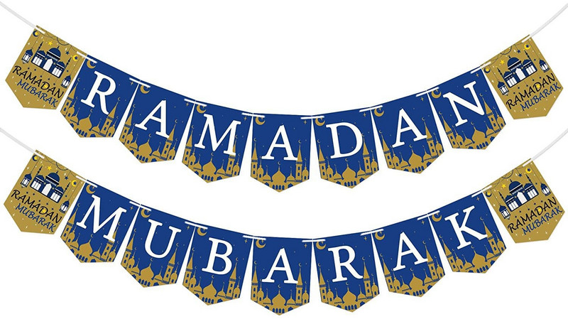 Banner steag Eid Mubarak Decor pentru Ramadan pentru acasă Decor de petrecere islamică musulmană 2023 Ramadan Kareem Eid Al Adha Cadouri DIY