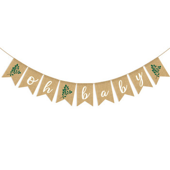 Greenery Olive Oh Baby Linlap Banner Garland for Rustic Garden Farmhouse Baby Shower Ουδέτερο φύλο Διακόσμηση πάρτι