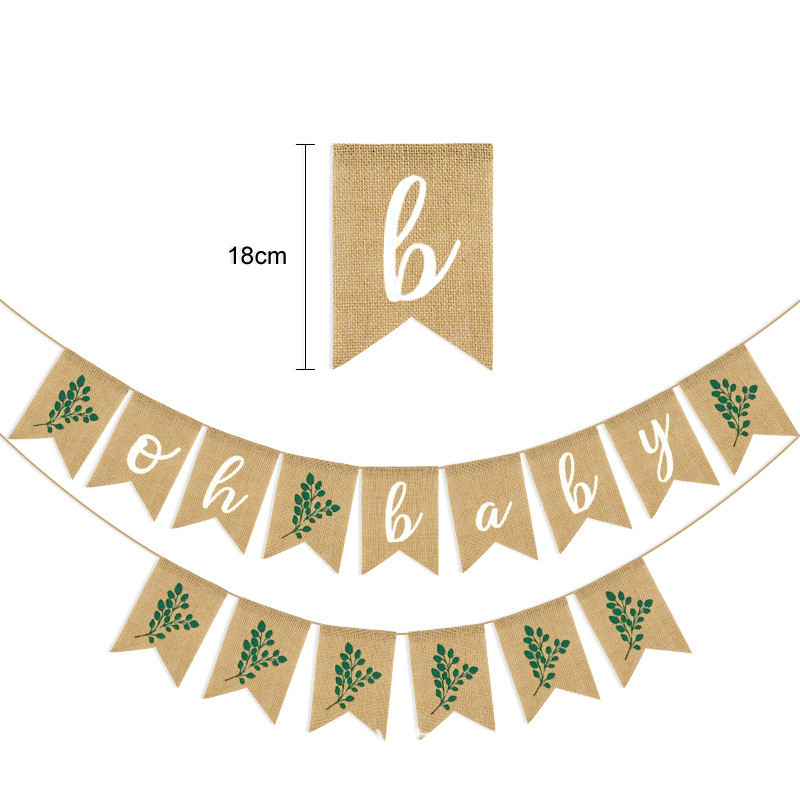 Greenery Olive Oh Baby Burlap Banner Ghirlanda pentru gradina rustica Ferma Baby Shower Neutru de gen Articole pentru decorare pentru petreceri