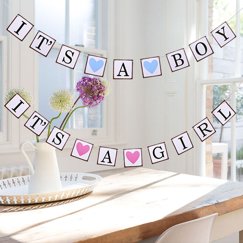Banner de duș pentru băiat, fetiță, este o fată, pentru băiat, ghirlandă de bunting, rustic și chic, decorare pentru agățat pentru petrecere.