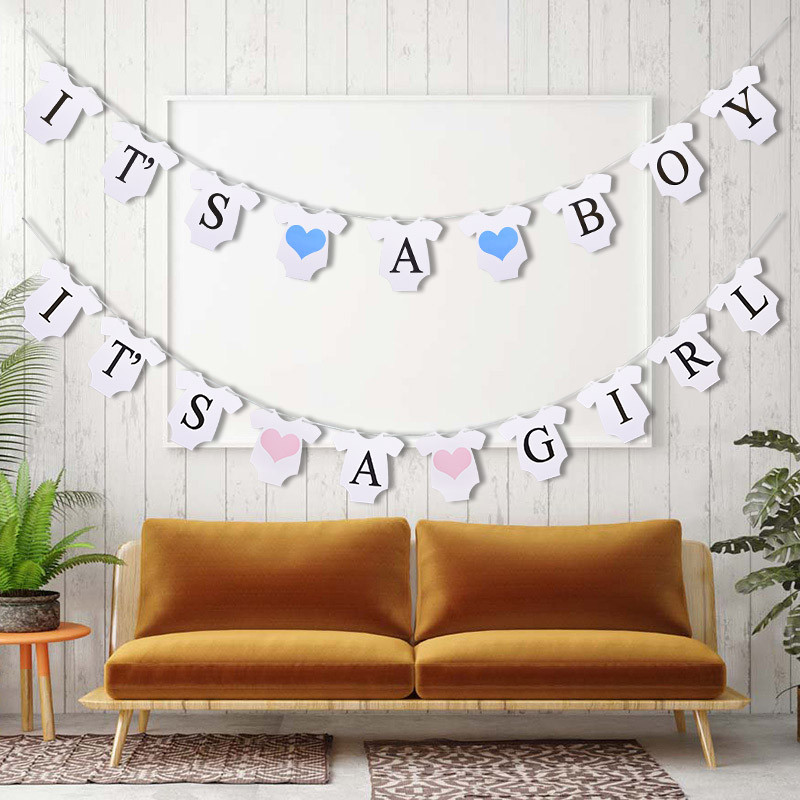 Banner de duș pentru băiat, fetiță, este o fată, pentru băiat, ghirlandă de bunting, rustic și chic, decorare pentru agățat pentru petrecere.