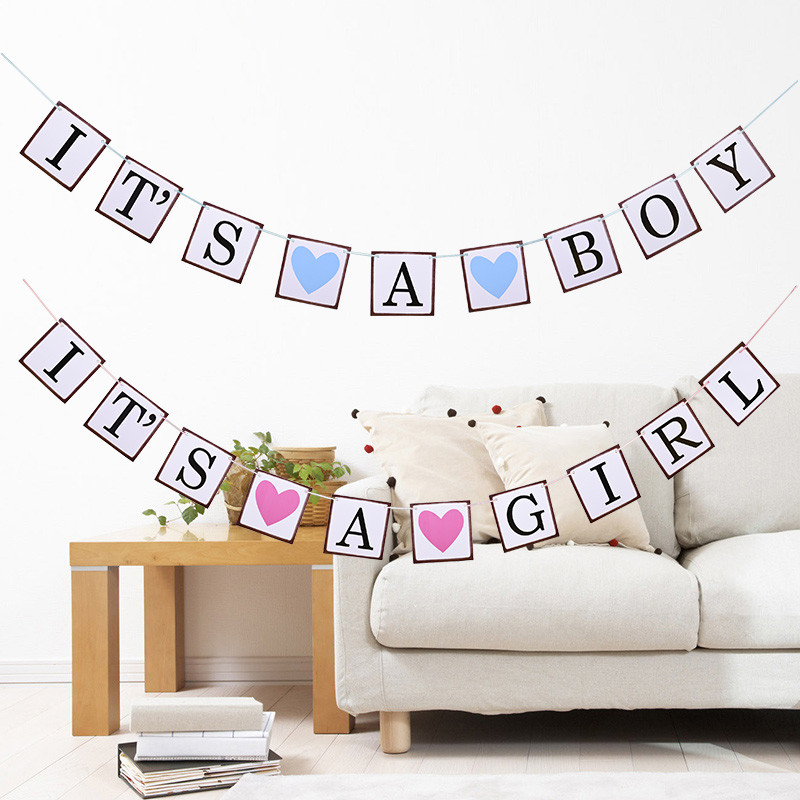 Banner de duș pentru băiat, fetiță, este o fată, pentru băiat, ghirlandă de bunting, rustic și chic, decorare pentru agățat pentru petrecere.