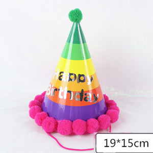 Pălărie pentru petrecere de aniversare pentru copii 10 buc/lot Pălărie cu vârf curcubeu 19*15cm