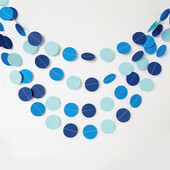 Γιρλάντα με κυκλικό κορδόνι Μπλε χάρτινη αλυσίδα Streamer πανό για πάρτι γενεθλίων αγοριού Baby shower βαπτιστικό φόντο Διακοσμήσεις DIY