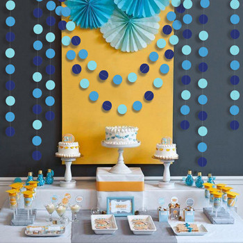 Γιρλάντα με κυκλικό κορδόνι Μπλε χάρτινη αλυσίδα Streamer πανό για πάρτι γενεθλίων αγοριού Baby shower βαπτιστικό φόντο Διακοσμήσεις DIY