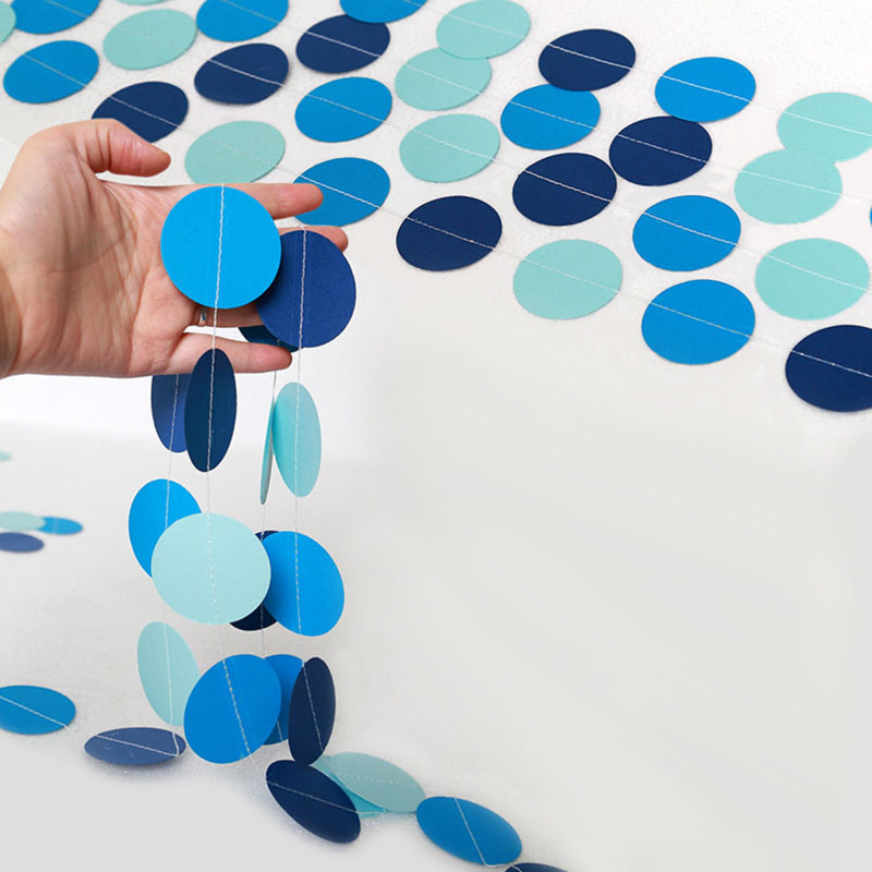 Γιρλάντα με κυκλικό κορδόνι Μπλε χάρτινη αλυσίδα Streamer πανό για πάρτι γενεθλίων αγοριού Baby shower βαπτιστικό φόντο Διακοσμήσεις DIY