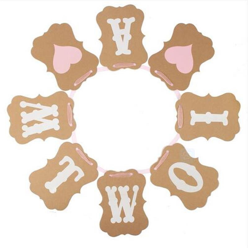 Banner pentru ziua de naștere „EU SUNT DOI” Decor pentru petrecerea de ziua de naștere a bebelușului A 2-a aniversare a mea, roz sau albastru, al doilea an, ghirlande de hârtie kraft.