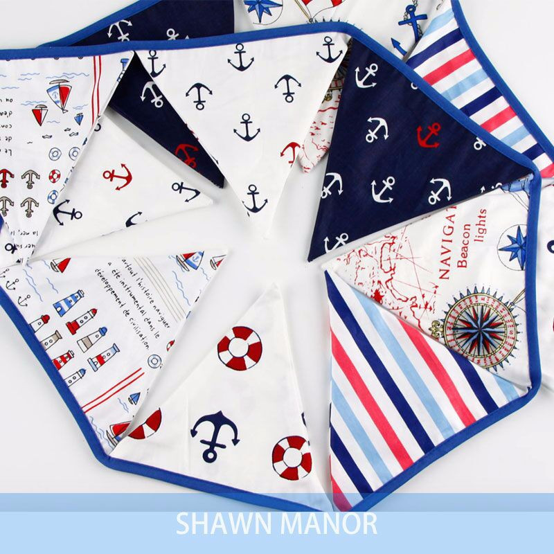 3,3 meetrit/12 vimplit meremehe logoga puuvillane kangas Lipp Sünnipäevapeo kaunistus Bänner Kimp lastele