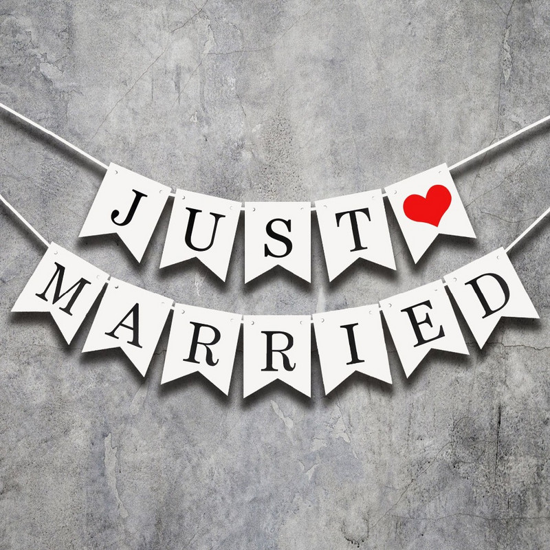 Just Married White Banner Ρουστίκ Γιρλάντα Διακόσμηση Τραπεζιού Γάμου Vintage Εκδηλώσεις Προμήθειες Mrs Car Decor