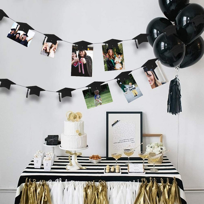 2022, auriu, negru, hârtie de absolvire, capac de afișare, ghirlande, magnet, șir de agrafe foto, pentru felicitări, decorațiuni foto de petrecere a absolvenților