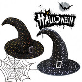 Καπέλο μάγισσας Star Moon γυαλιστερές εκτυπώσεις καπέλο μάγου Γωνιακό καπέλο Cosplay στηρίγματα Αστεία κάλυμμα κεφαλής για πάρτι Καπέλο Cosplay Διακοσμητικό καπέλο αποκριών