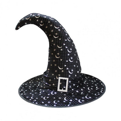 Καπέλο μάγισσας Star Moon γυαλιστερές εκτυπώσεις καπέλο μάγου Γωνιακό καπέλο Cosplay στηρίγματα Αστεία κάλυμμα κεφαλής για πάρτι Καπέλο Cosplay Διακοσμητικό καπέλο αποκριών