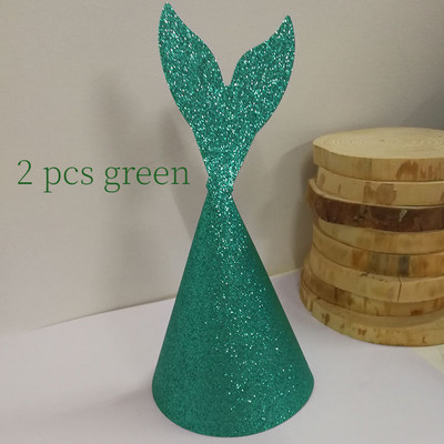 2 buc. Pălărie cu coadă de sirenă Pălărie de zi de naștere Pălărie de hârtie prințesă pentru fetiță Pulbere de aur pentru nuntă, decorațiuni pentru petrecerea de naștere, recuzită, pălării de petrecere