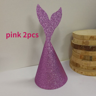 2 buc. Pălărie cu coadă de sirenă Pălărie de zi de naștere Pălărie de hârtie prințesă pentru fetiță Pulbere de aur pentru nuntă, decorațiuni pentru petrecerea de naștere, recuzită, pălării de petrecere