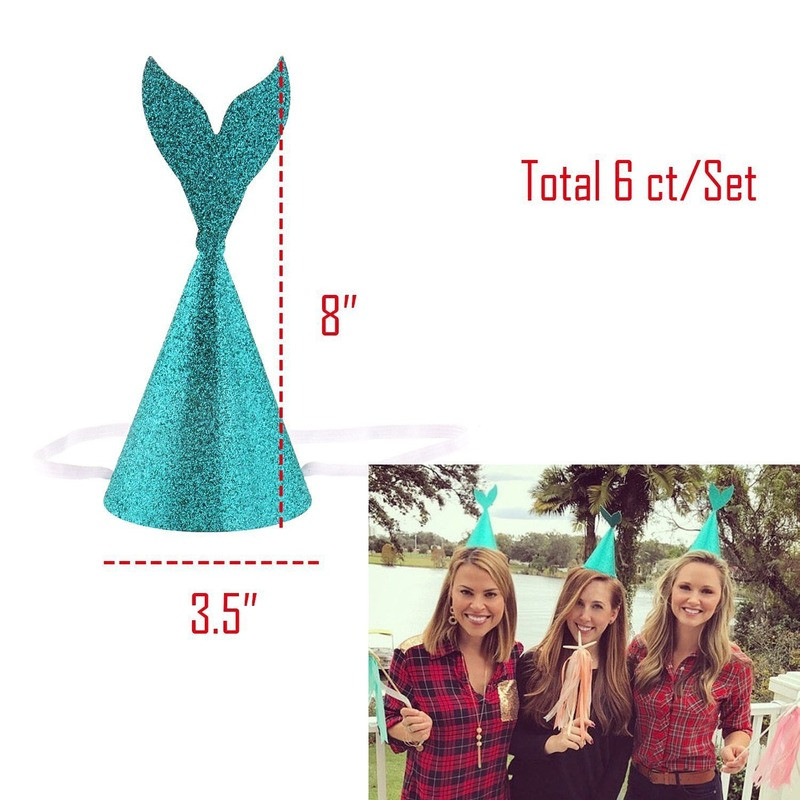 2 buc. Pălărie cu coadă de sirenă Pălărie de zi de naștere Pălărie de hârtie prințesă pentru fetiță Pulbere de aur pentru nuntă, decorațiuni pentru petrecerea de naștere, recuzită, pălării de petrecere