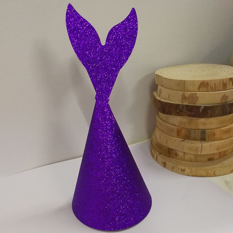 2 buc. Pălărie cu coadă de sirenă Pălărie de zi de naștere Pălărie de hârtie prințesă pentru fetiță Pulbere de aur pentru nuntă, decorațiuni pentru petrecerea de naștere, recuzită, pălării de petrecere