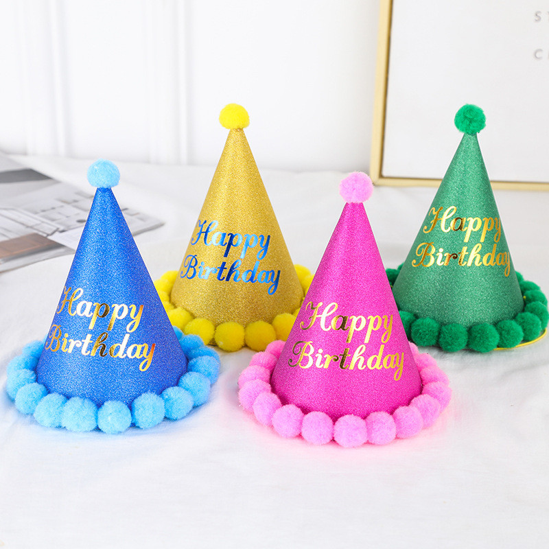 Pălărie de aniversare cu minge de pluș 5 stiluri de culoare Decor de petrecere de 1-a aniversare Tema de ziua de naștere Accesorii pentru petreceri decor Baby Shower