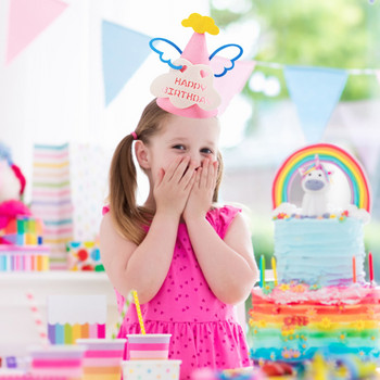 Χρόνια πολλά Διακόσμηση πάρτι με καπέλο από τσόχα Χειροποίητα DIY χαριτωμένα καπέλα με ελαστικό σχοινί για μωρά Παιδιά Παιδιά Ενήλικες Ροζ Μπλε Λευκό