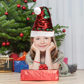 Elastic Lovely Party Supplies Pălării cu paiete de Crăciun Pălărie durabilă de Moș Crăciun Rezistent la uzură pentru familie