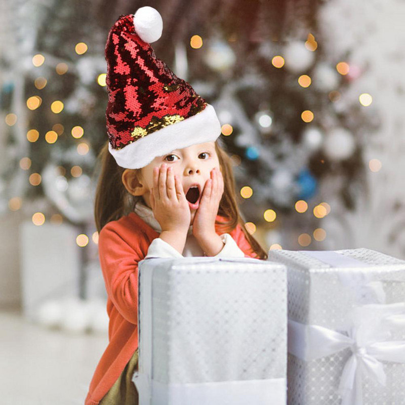 Elastic Lovely Party Supplies Pălării cu paiete de Crăciun Pălărie durabilă de Moș Crăciun Rezistent la uzură pentru familie